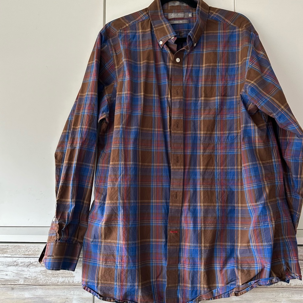 👔 Daniel Cremieux Signature Collection Plaid Button Down Shirt XL Slim fit